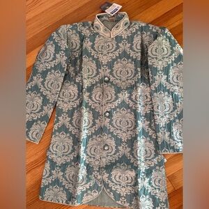 Elegant Blue Patterned Women's Coat